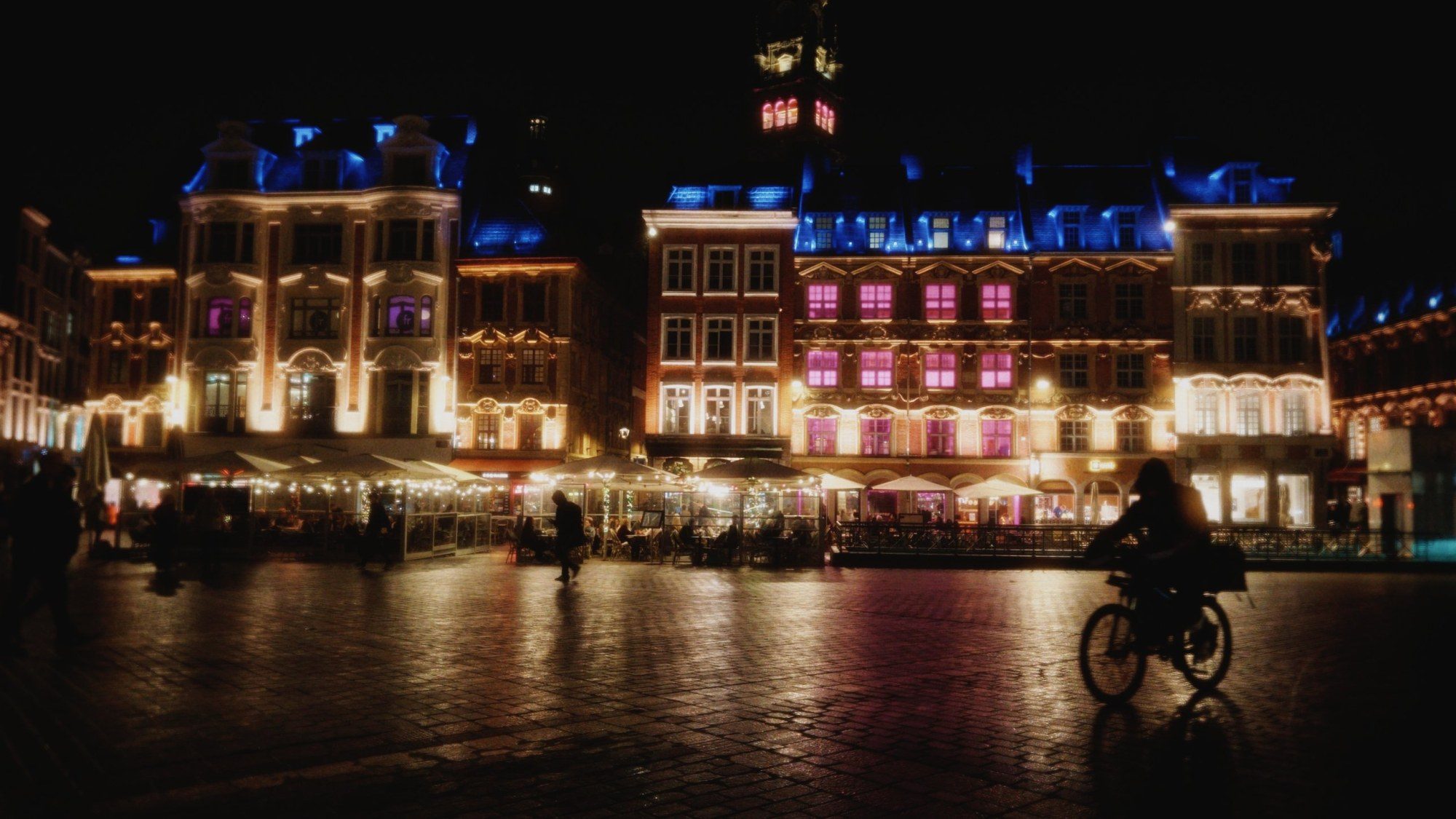 Lille's Grand-Place at night, shot on a phone with Celluna